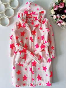 5,6 лет, рост 116 Махровый халат в звездах