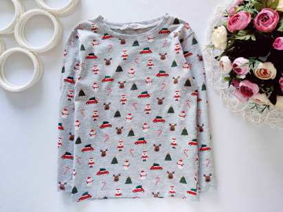 4,6 років, зріст 110,116 Новорічний лонгслів з дід морозами