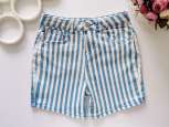 12,13 років, зріст 158 Стрейчові джинсові шорти в модну смужку - зображення 1
