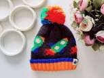 1,2 роки, Тепла в'язана зимова шапка з ракетою на хб підкладці - зображення 1