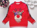10,11 років, зріст 140,146 Червоний новорічний светр з оленем із мигалкою - зображення 1