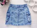 7,8 лет, рост 128 Голубая детская джинсовая юбка с накладными карманами - зображення 5