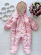 2-4 мес, рост 62 Теплый демисезонный комбинезон на синтепоне для девочки внутри флис