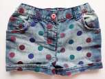 6-7 років, зріст 122 Джинсові шорти для дівчинки в різнокольоровий горох - зображення 1