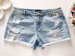 12 (L-ка) Блакитні рвані жіночі шорти - зображення 1
